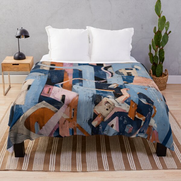 Item preview, Surreal Geometric Cityscape with Eyes – Abstract Architecture in Blue, Pink & Orange designed and sold by GutyzDesignsES.