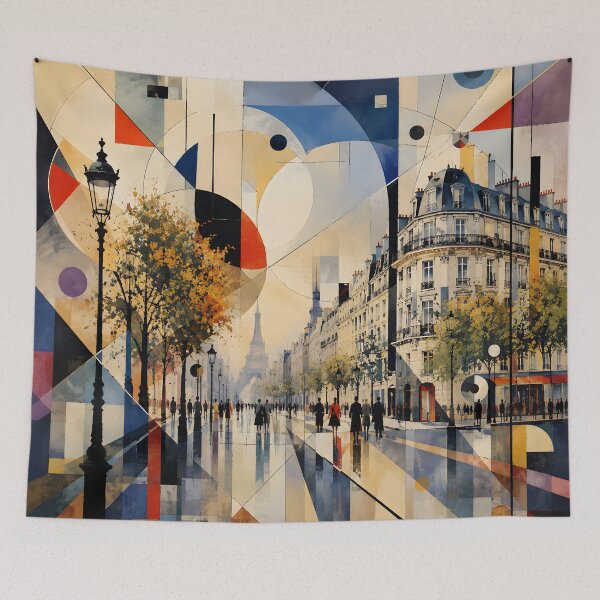 Item preview, Paris Eiffel Tower Geometric Cityscape – Modern French Travel Wall Art designed and sold by GutyzDesignsES.