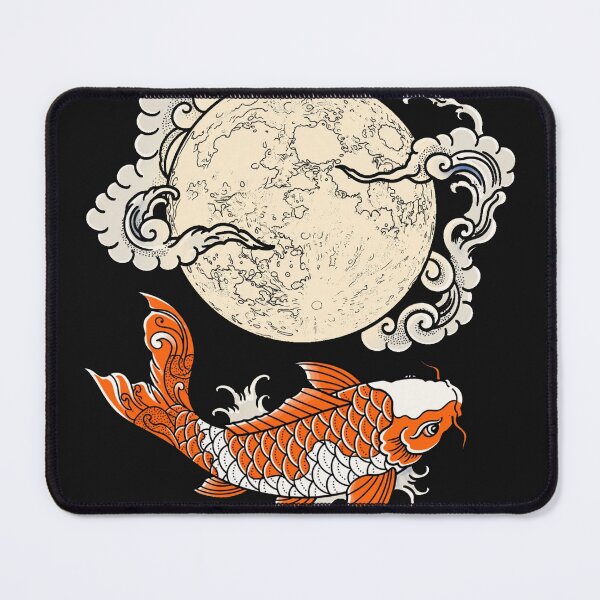 Item preview, Koi Fish And Full Moon With Clouds - Japanese Irezumi Art designed and sold by Surviving Monday Club.