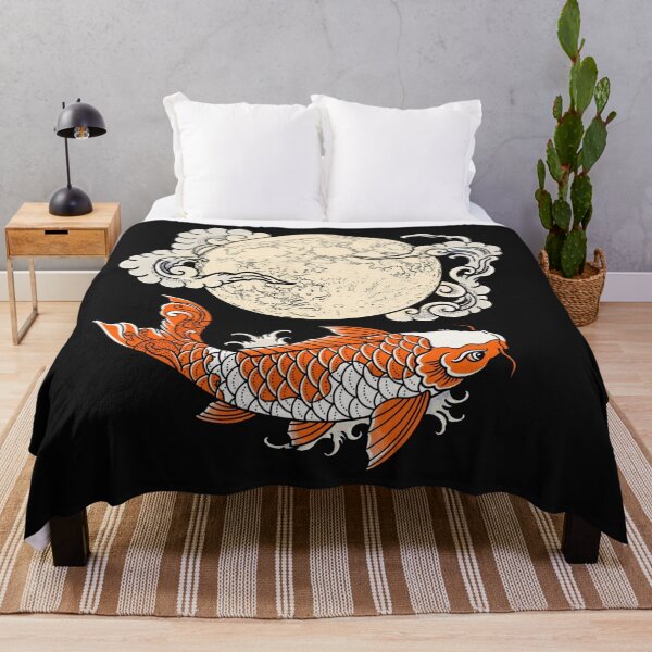 Item preview, Koi Fish And Full Moon With Clouds - Japanese Irezumi Art designed and sold by Surviving Monday Club.