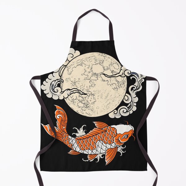 Item preview, Koi Fish And Full Moon With Clouds - Japanese Irezumi Art designed and sold by Surviving Monday Club.