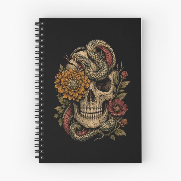 Item preview, Gothic Snake Skull Floral Vintage Tattoo Horror designed and sold by Moizento.