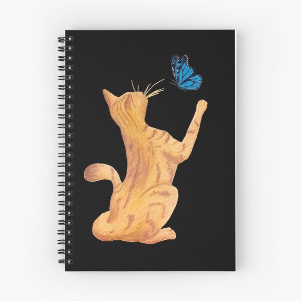 Item preview, Cat and Butterfly - Black BG designed and sold by lavenderXblue.