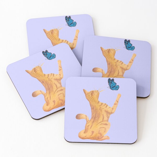 Item preview, Cat and Butterfly - Lavender Blue BG designed and sold by lavenderXblue.