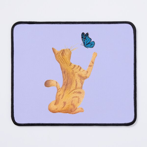 Item preview, Cat and Butterfly - Lavender Blue BG designed and sold by lavenderXblue.