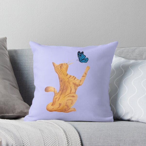 Item preview, Cat and Butterfly - Lavender Blue BG designed and sold by lavenderXblue.