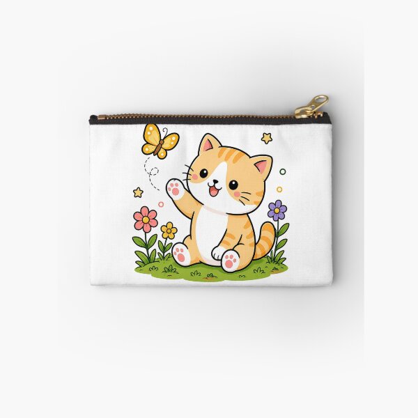 Item preview, Cute Orange Tabby Cat Watching a Butterfly Kawaii Spring Kitty designed and sold by NoopnyangStudio.