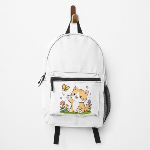 Item preview, Cute Orange Tabby Cat Watching a Butterfly Kawaii Spring Kitty designed and sold by NoopnyangStudio.