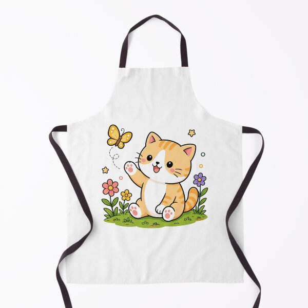Item preview, Cute Orange Tabby Cat Watching a Butterfly Kawaii Spring Kitty designed and sold by NoopnyangStudio.