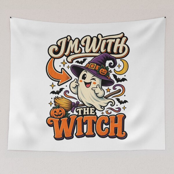 Item preview, I'm With The Witch Couples, Halloween Couple, Witch Costume Humor Spooky Season designed and sold by Teeture.