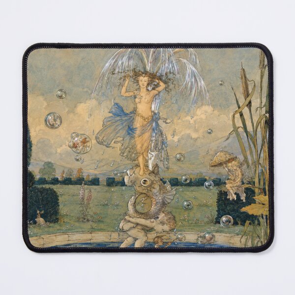 Item preview, Fairy Art Print, Vintage Fantasy Water Fountain, Enchanted Fairy Tale Wall Decor for Fantasy Lovers designed and sold by RickE.