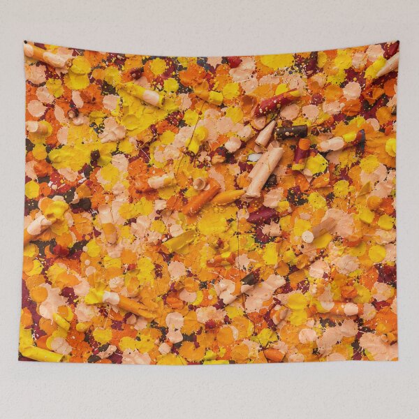Item preview, Warm Crayon Dot Explosion Abstract Art designed and sold by THE SPLATTERED HAUS BY SAGE BANKS.