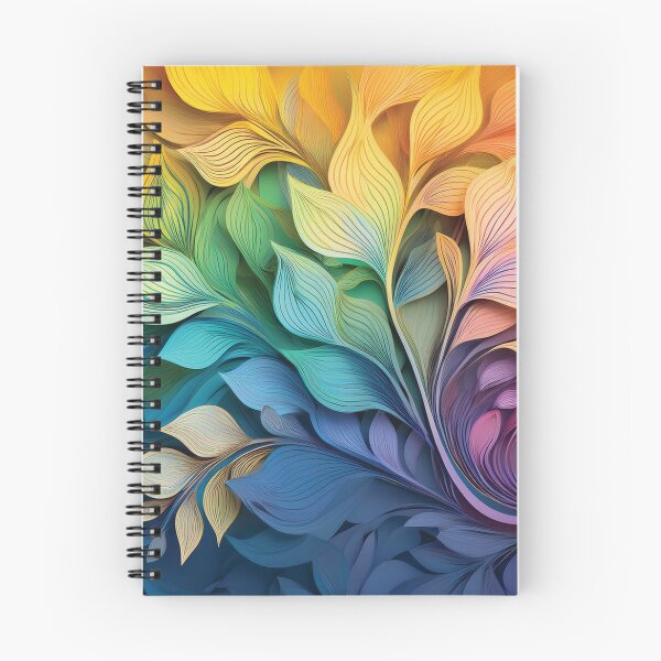 Item preview, Rainbow coloured autumn leaves decor. Spring Boho pastel watercolour leaves abstract botanicals 3d designed and sold by navitalidesign.
