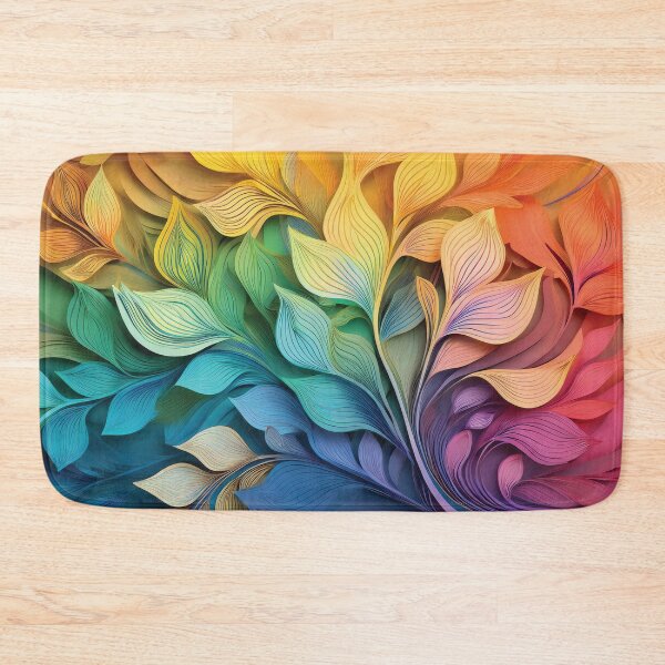 Item preview, Rainbow coloured autumn leaves decor. Spring Boho pastel watercolour leaves abstract botanicals 3d designed and sold by navitalidesign.