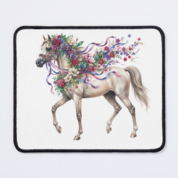 Item preview, Elegant Floral Horse Botanical Portrait designed and sold by ImageryLoom.