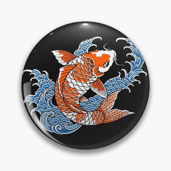Item preview, Koi Fish And Japanese Waves - Seigaiha Irezumi Tattoo Art designed and sold by Surviving Monday Club.