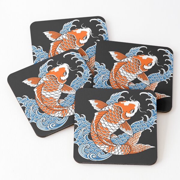Item preview, Koi Fish And Japanese Waves - Seigaiha Irezumi Tattoo Art designed and sold by Surviving Monday Club.