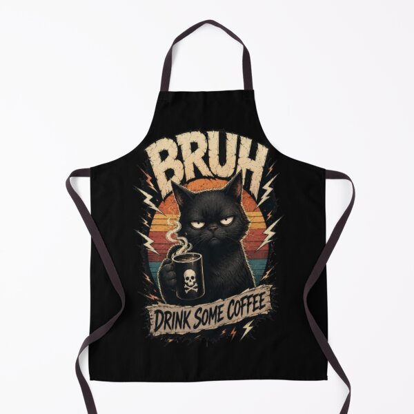 Item preview, Bruh Drink Some Coffee Funny Black Cat Retro Art designed and sold by DailySparks.