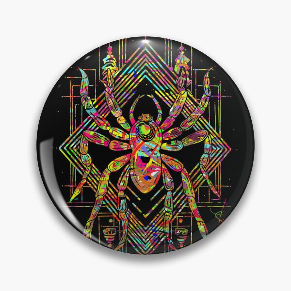 Item preview, Authenticated Neon Arachnid Deity - Hand-Drawn Geometric Art with Unique Color Hash designed and sold by Outlet Raloel.