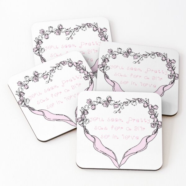 Item preview, Pretty Sad Girl in Love – Pink Floral Heart designed and sold by GreenxGreen.