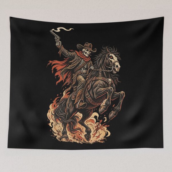 Item preview, Vintage Skeleton Cowboy – Western Outlaw T-Shirt designed and sold by RedaSouq.