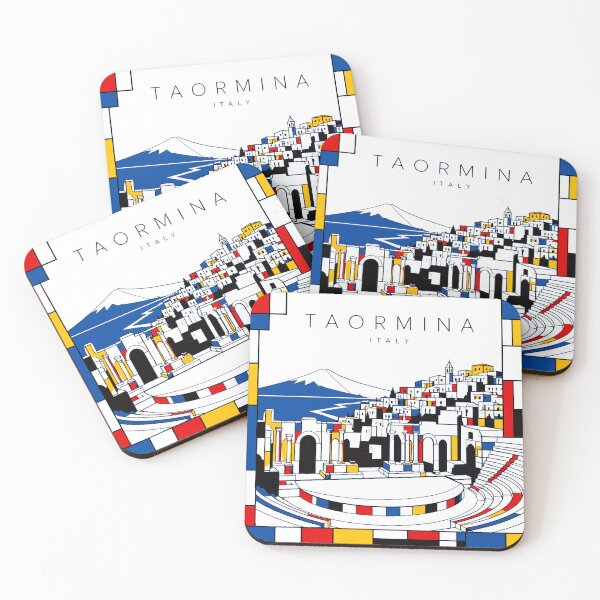 Item preview, Taormina Mondrian style poster 3D designed and sold by CMYKStudio.