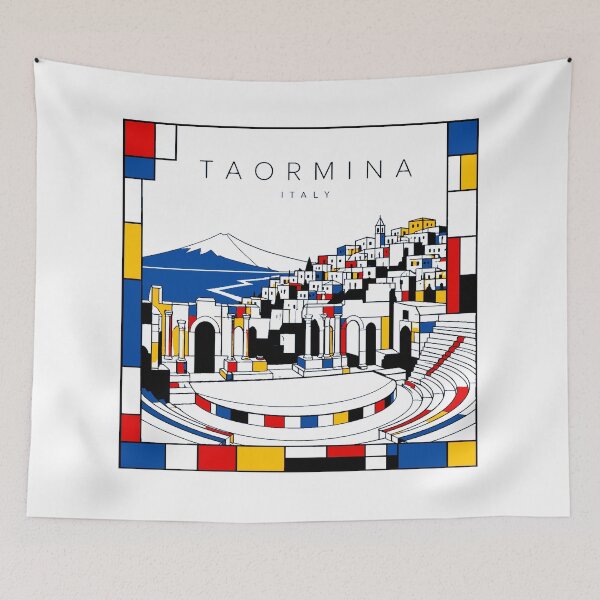 Item preview, Taormina Mondrian style poster 3D designed and sold by CMYKStudio.