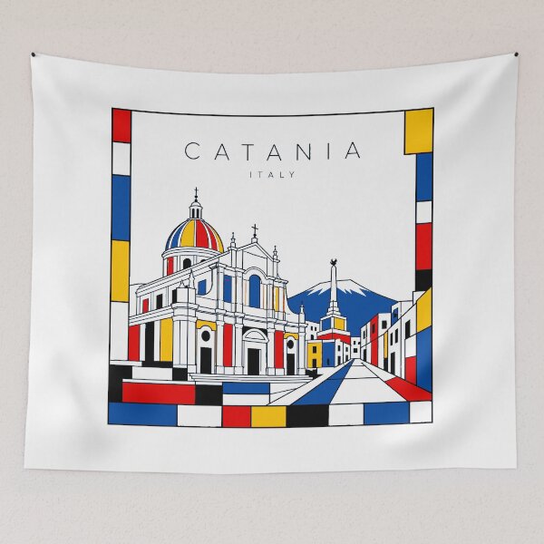 Item preview, Catania Mondrian style poster 3D designed and sold by CMYKStudio.