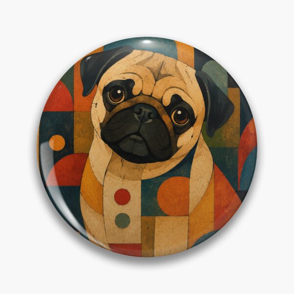 Item preview, Colorful Pug Folk Art Geometric Dog Pattern designed and sold by Petsthetic.