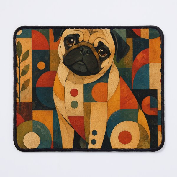 Item preview, Colorful Pug Folk Art Geometric Dog Pattern designed and sold by Petsthetic.