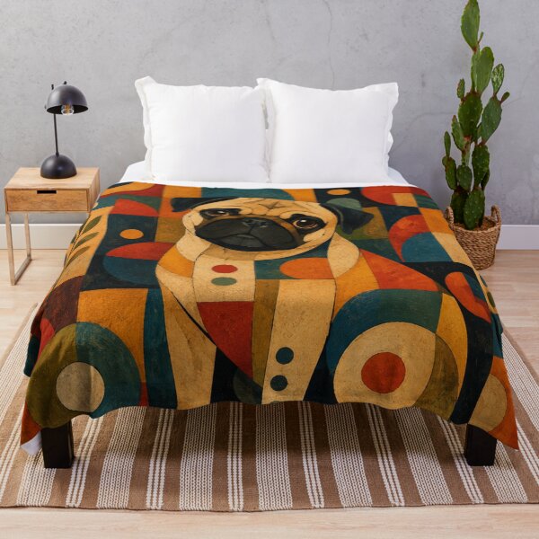 Item preview, Colorful Pug Folk Art Geometric Dog Pattern designed and sold by Petsthetic.