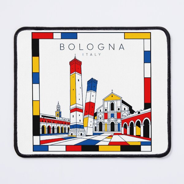 Item preview, Bologna Mondrian style poster 3D designed and sold by CMYKStudio.