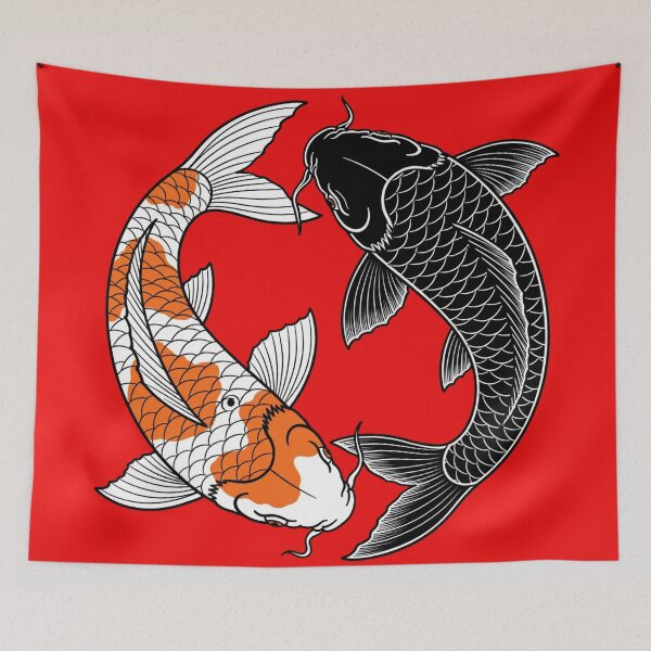 Item preview, Yin Yang Koi Fish Black And White - Japanese Harmony Tattoo designed and sold by Surviving Monday Club.