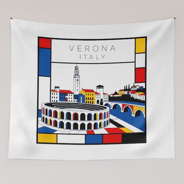 Item preview, Verona Mondrian style poster 3D designed and sold by CMYKStudio.