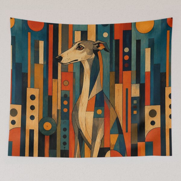 Item preview, Colorful Saluki Folk Art Geometric Dog Pattern designed and sold by Petsthetic.