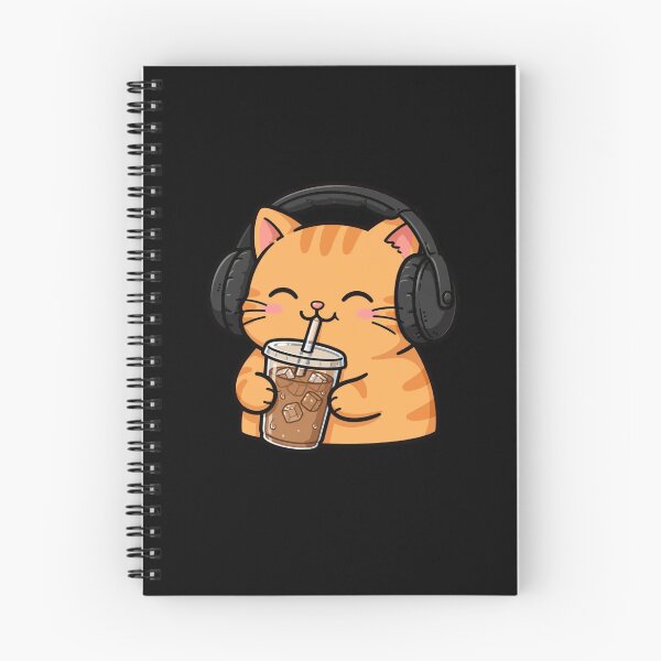 Item preview, Cute Introvert Cat Iced Coffee Headphones Funny Summer Sticker designed and sold by Fulaly.