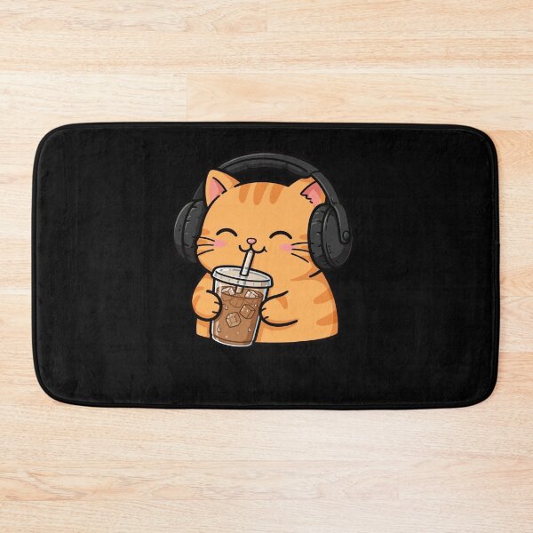 Item preview, Cute Introvert Cat Iced Coffee Headphones Funny Summer Sticker designed and sold by Fulaly.