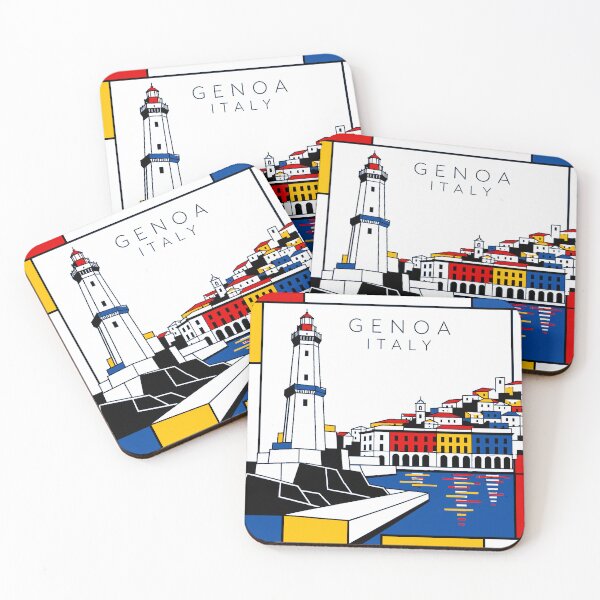 Item preview, Genoa Mondrian style poster 3D designed and sold by CMYKStudio.