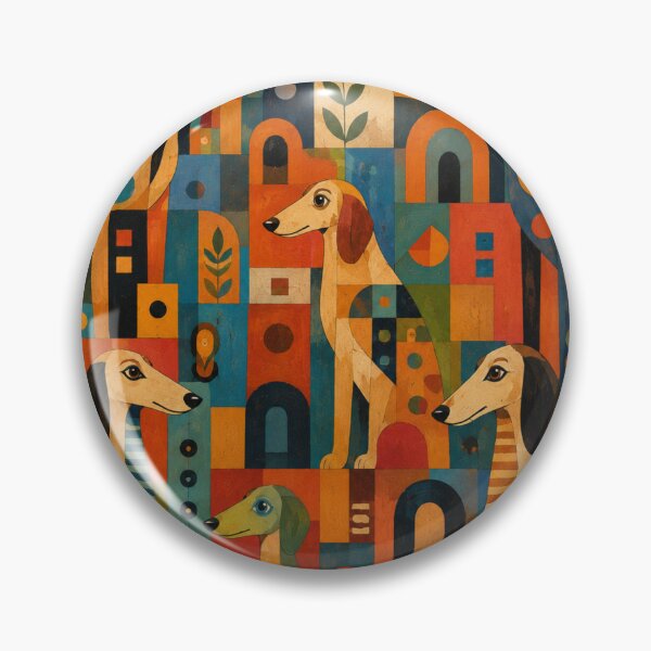 Item preview, Colorful Saluki Folk Art Geometric Dog Pattern designed and sold by Petsthetic.