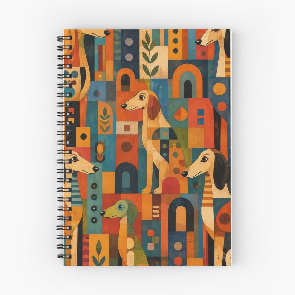 Item preview, Colorful Saluki Folk Art Geometric Dog Pattern designed and sold by Petsthetic.