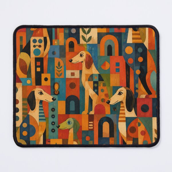 Item preview, Colorful Saluki Folk Art Geometric Dog Pattern designed and sold by Petsthetic.