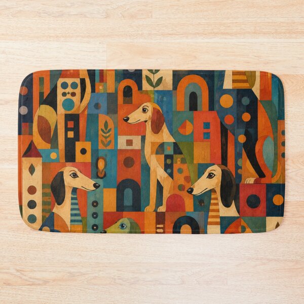 Item preview, Colorful Saluki Folk Art Geometric Dog Pattern designed and sold by Petsthetic.