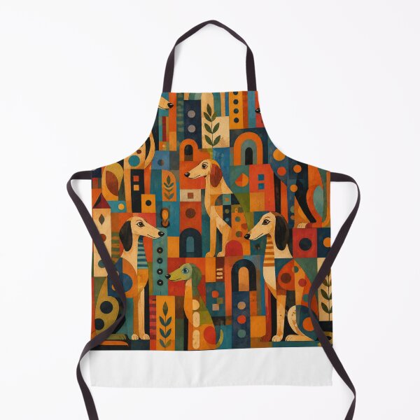 Item preview, Colorful Saluki Folk Art Geometric Dog Pattern designed and sold by Petsthetic.