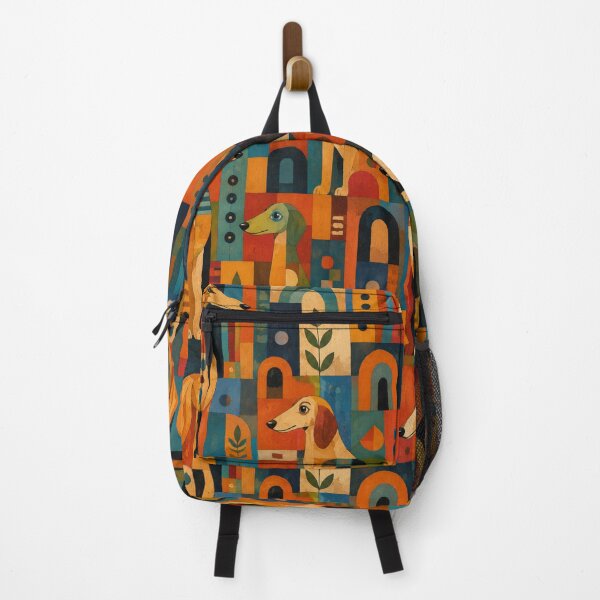 Item preview, Colorful Saluki Folk Art Geometric Dog Pattern designed and sold by Petsthetic.