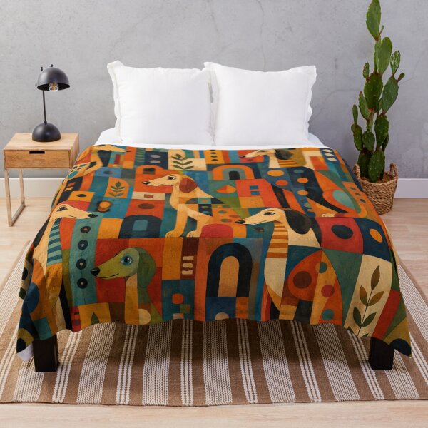 Item preview, Colorful Saluki Folk Art Geometric Dog Pattern designed and sold by Petsthetic.