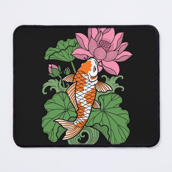 Item preview, Koi Fish And Pink Lotus Flower - Japanese Irezumi Art designed and sold by Surviving Monday Club.