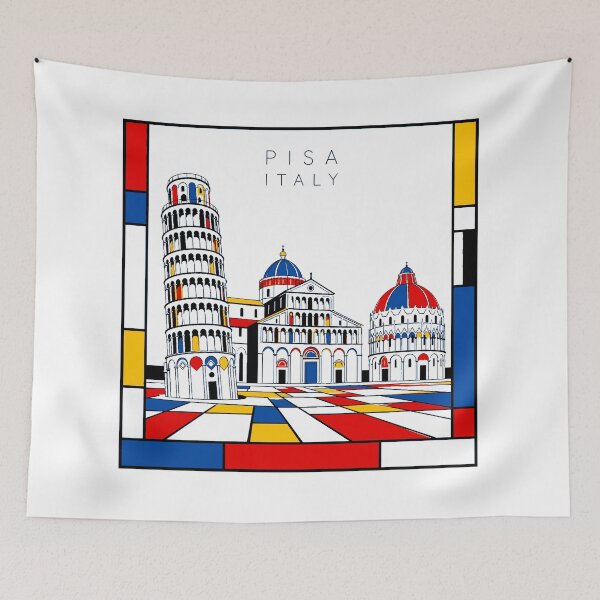 Item preview, Pisa Mondrian style poster 3D designed and sold by CMYKStudio.