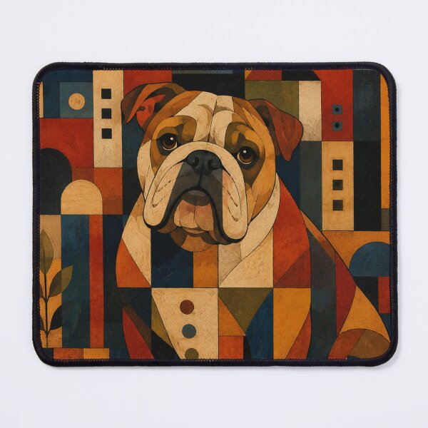 Item preview, Colorful Bulldog Folk Art Geometric Dog Pattern designed and sold by Petsthetic.