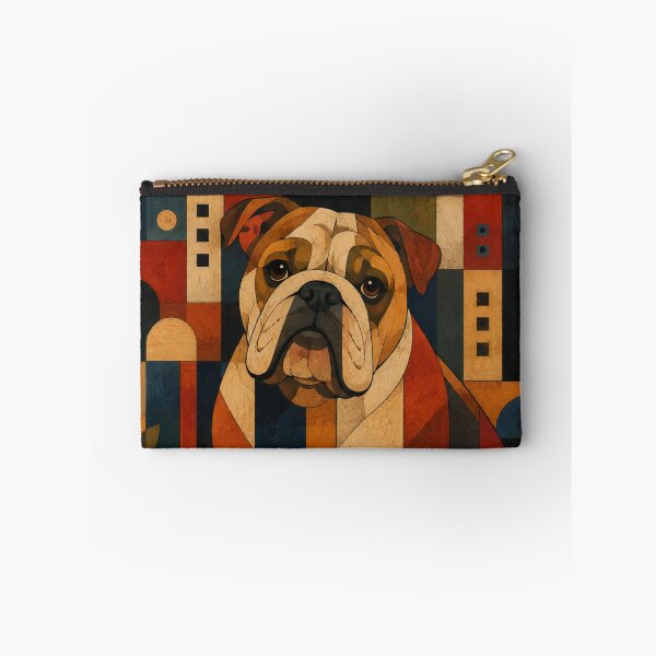 Item preview, Colorful Bulldog Folk Art Geometric Dog Pattern designed and sold by Petsthetic.