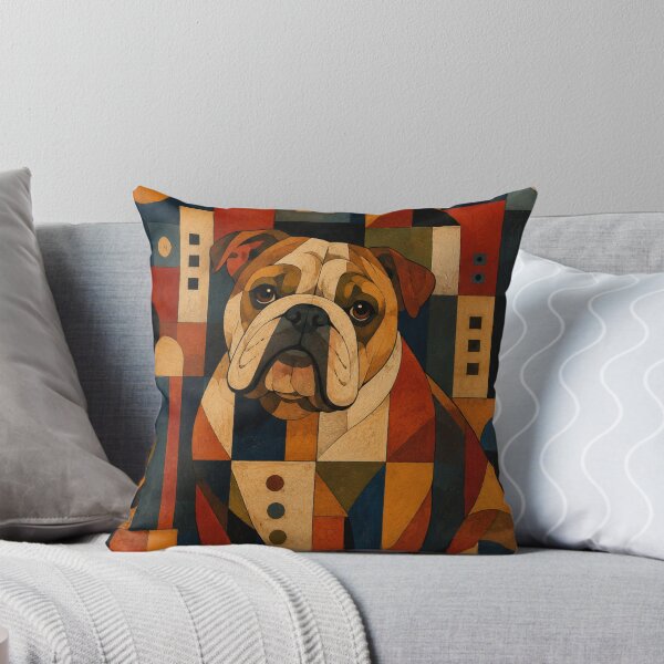 Item preview, Colorful Bulldog Folk Art Geometric Dog Pattern designed and sold by Petsthetic.
